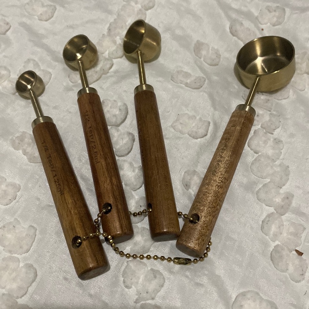 Crate&Barrel | Acacia & Gold Measuring Spoons